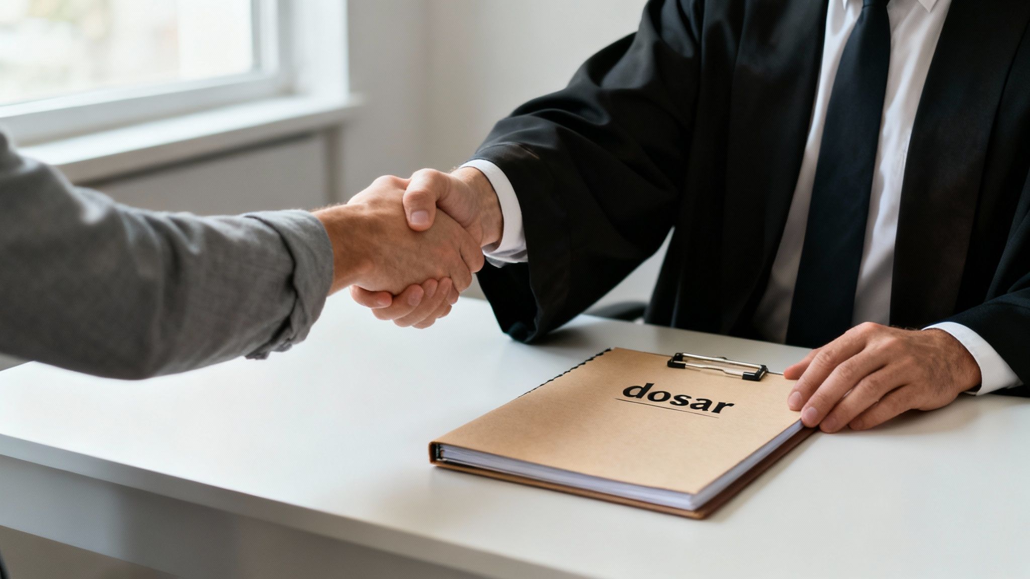 Un avocat penalist cu experiență analizând documente juridice la biroul său