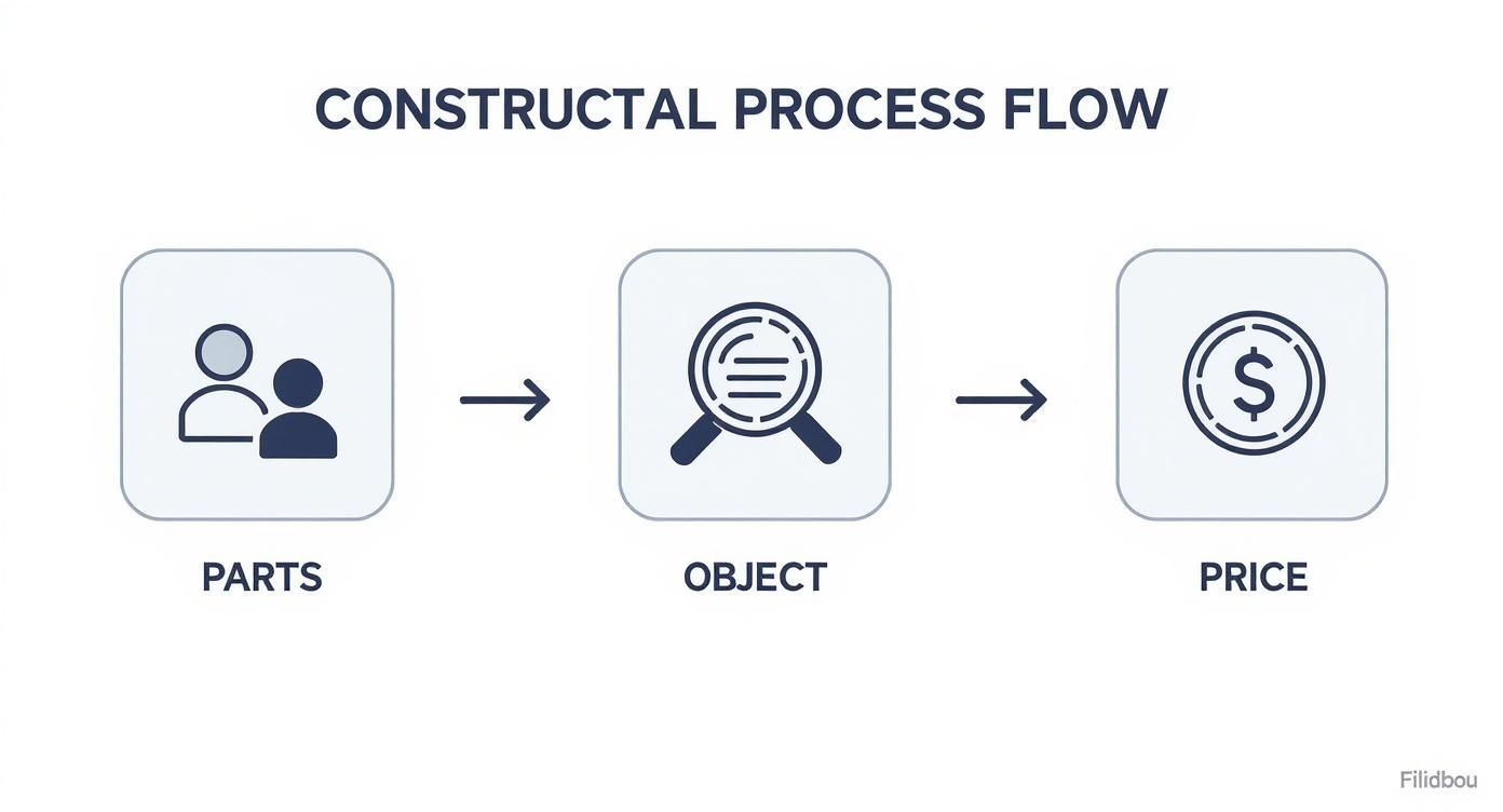 Infografic despre pașii esențiali în crearea unui contract de prestări servicii construcții