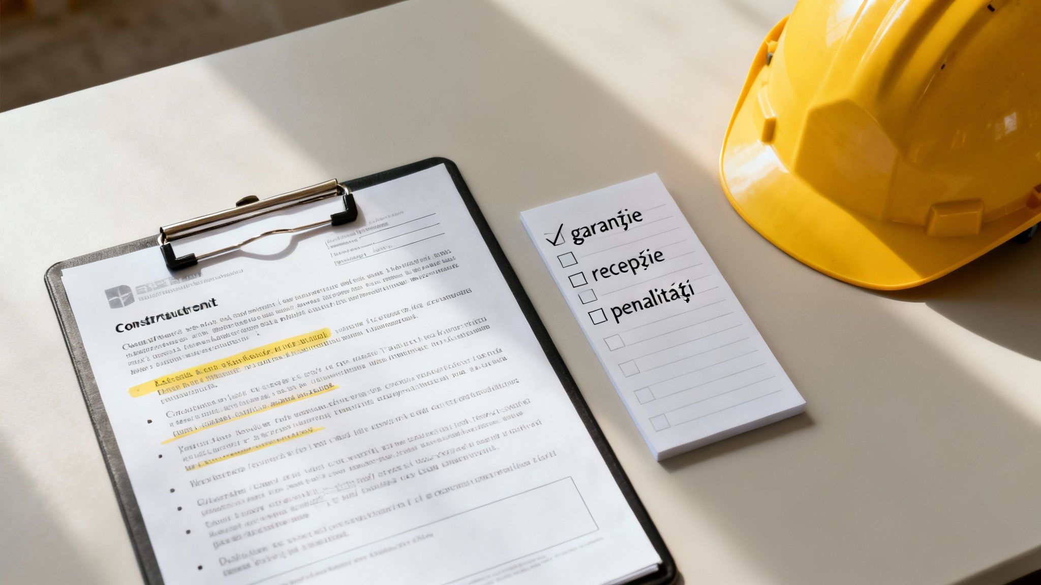 Documente administrative și fiscale pe un birou de arhitect