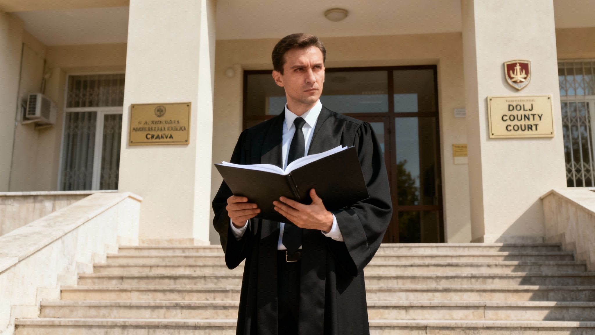 Avocat penal în Craiova discutând strategia cu un client într-o sală de consiliu