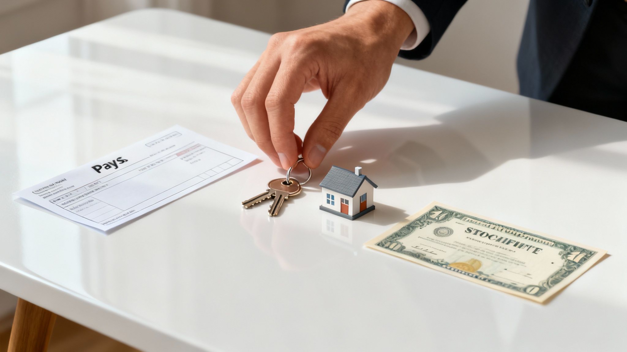 Persoană analizând documente financiare și un calculator pe un birou