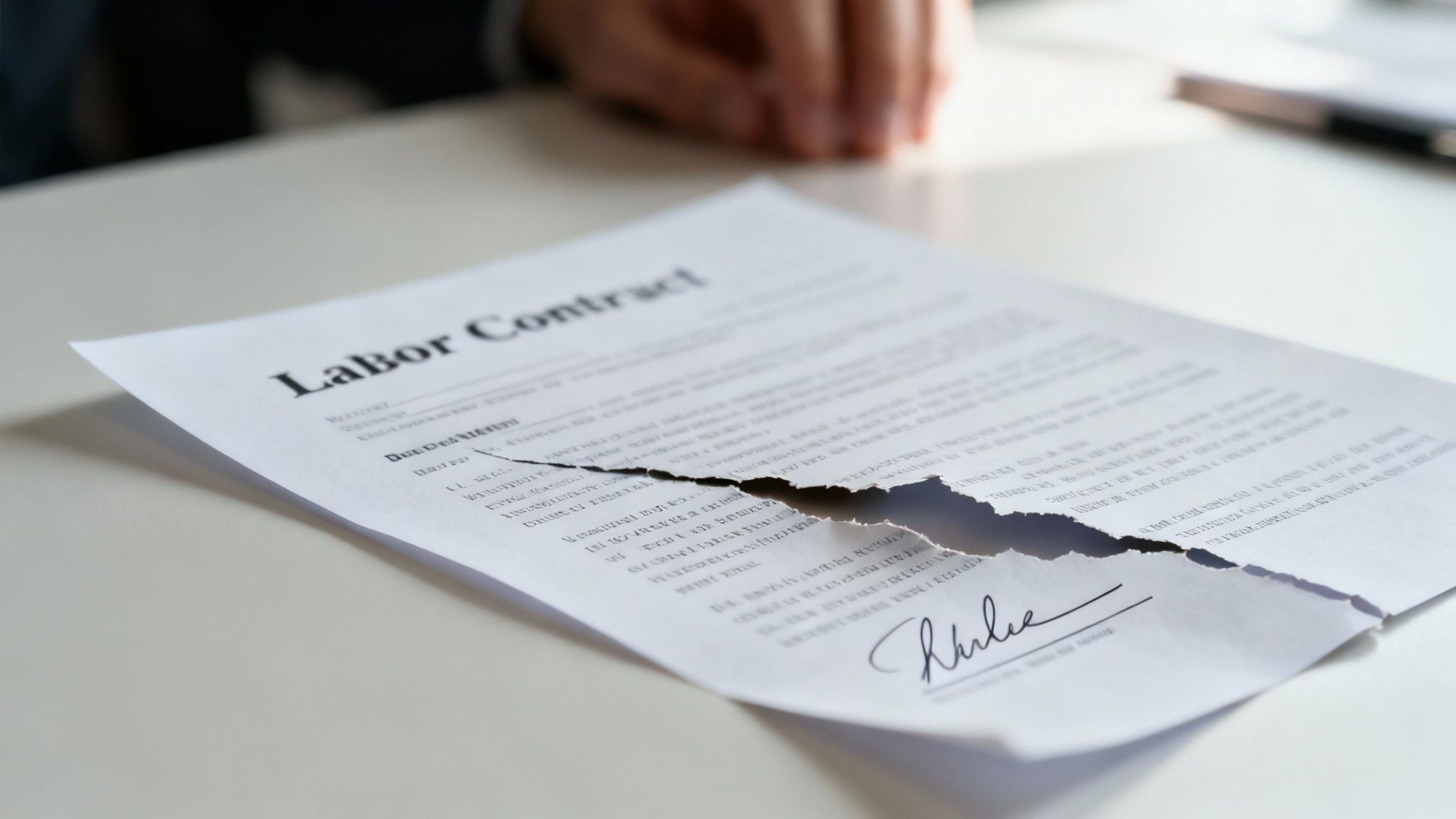 Imagine cu o persoană care își strânge lucrurile de pe birou, sugerând o plecare bruscă de la locul de muncă