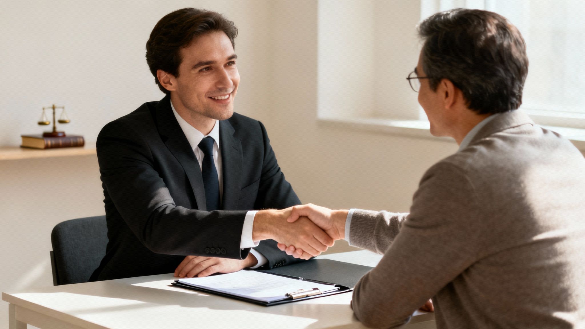 Discuție între client și avocat într-un birou modern