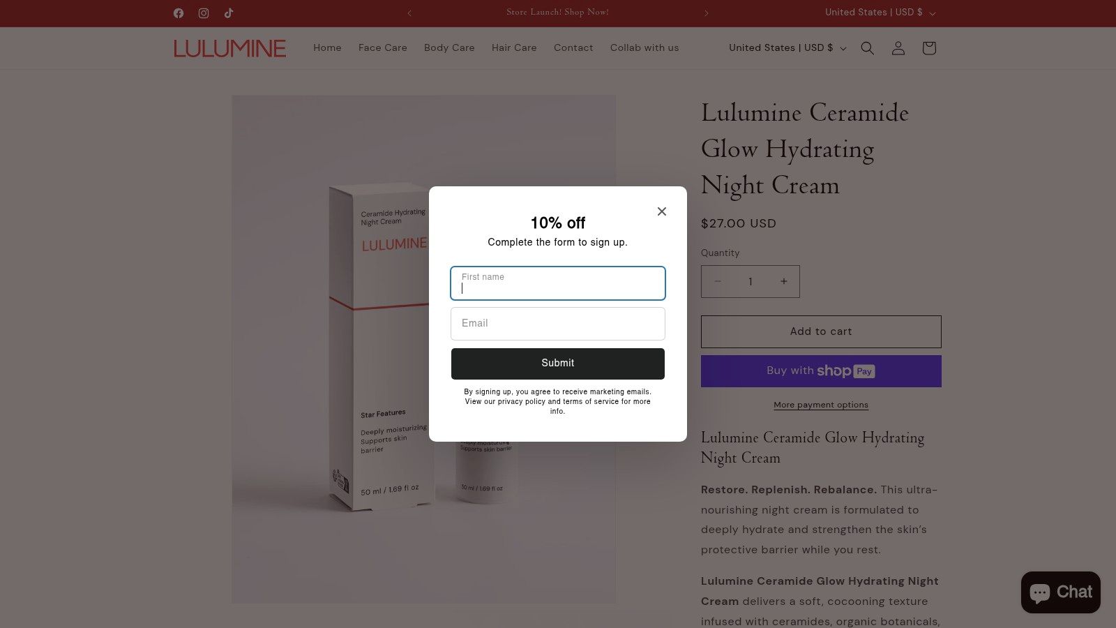 LULUMINE Ceramide Hydrating Night Cream