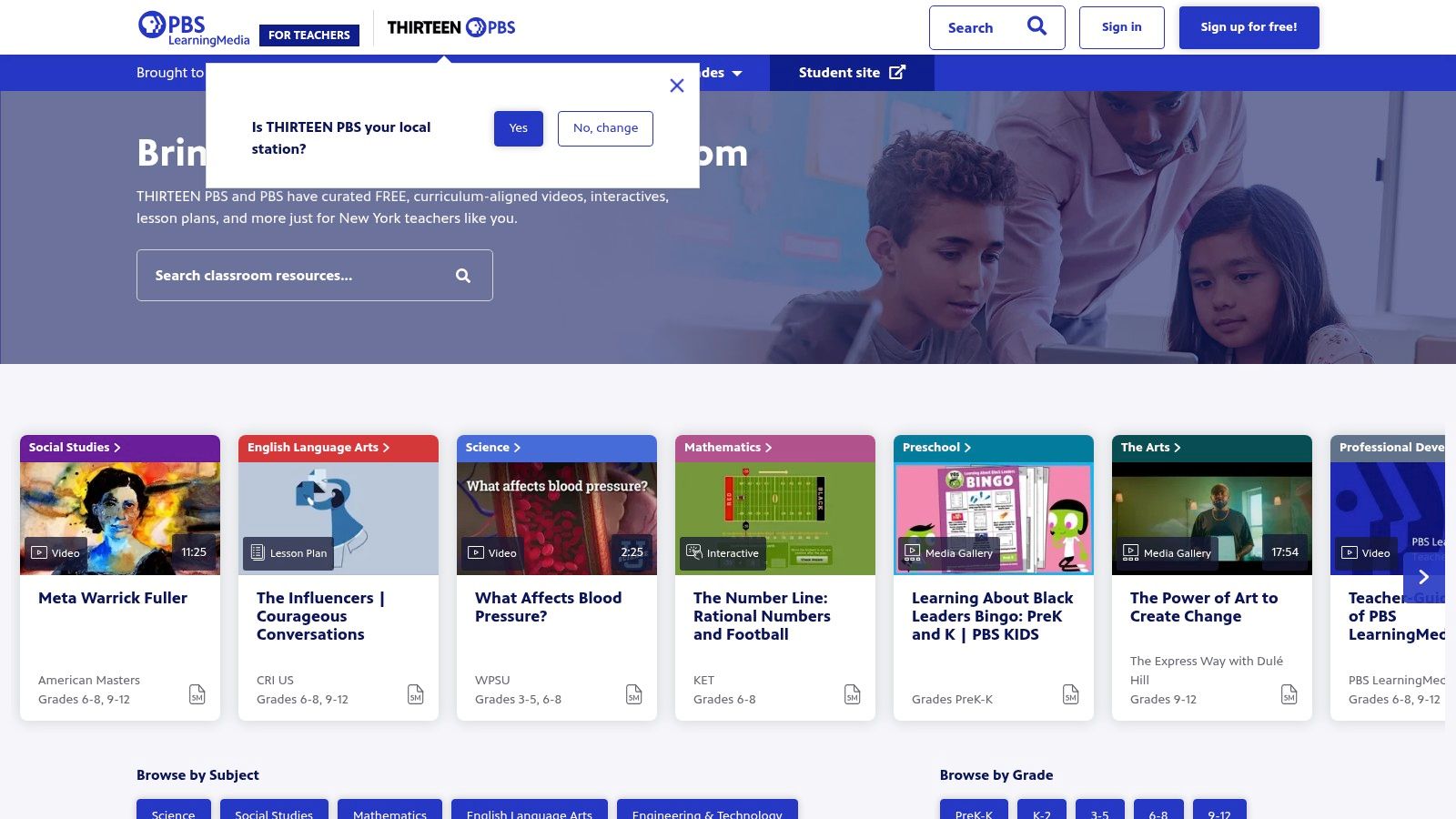 PBS LearningMedia (and PBS NewsHour Classroom)