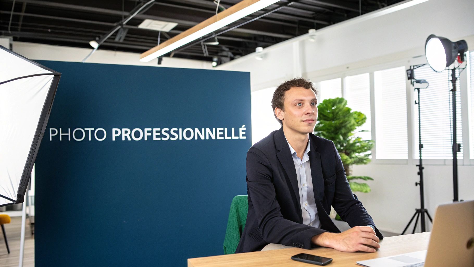 Un homme confiant en costume, illustrant un portrait professionnel réussi pour LinkedIn