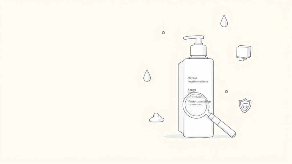 A person closely examining the ingredient list on a moisturizer bottle