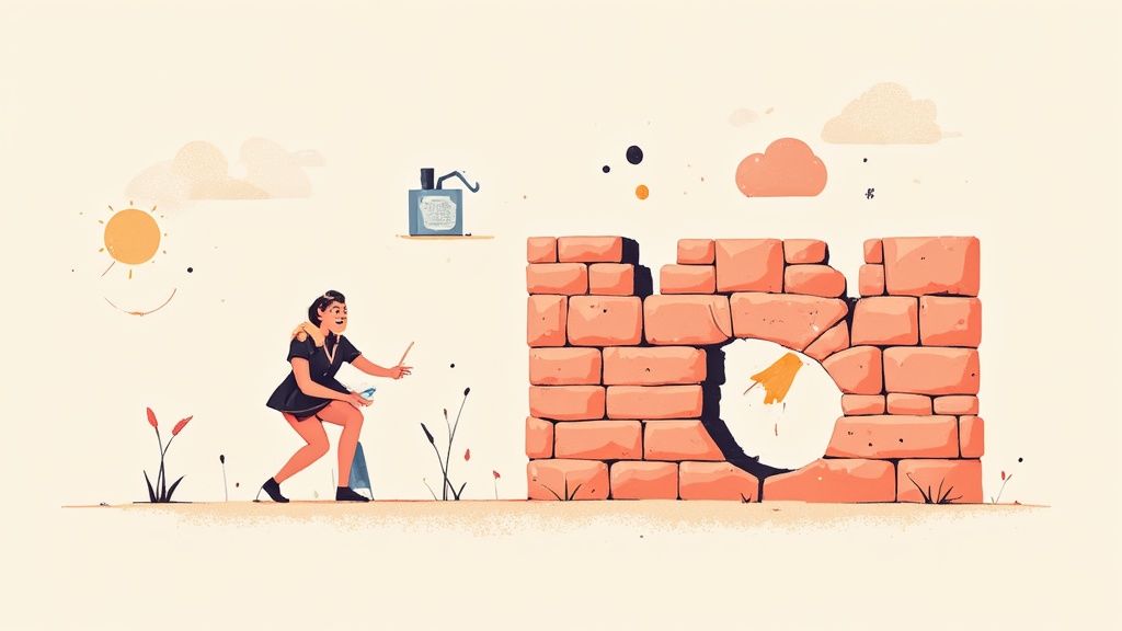 Woman looking closely at her skin in a mirror, checking for sensitivity signals