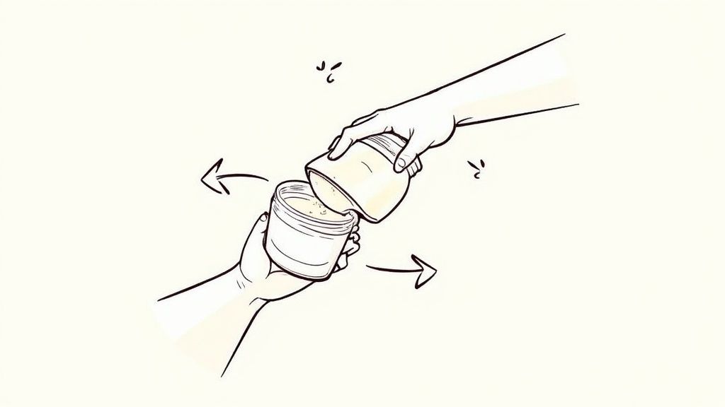 A woman applying organic tallow balm to her face, showing its easy integration into a daily routine.