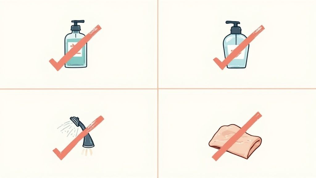 Person examining a skincare product label