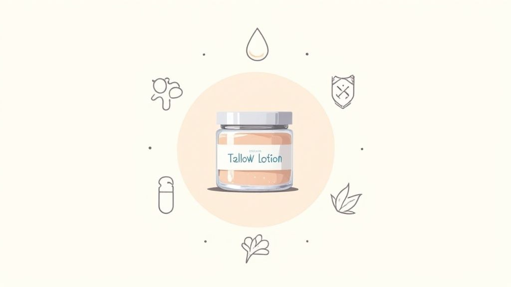 Skin softened by beef tallow lotion