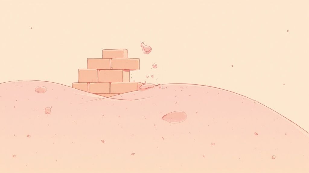 A woman with clear skin touching her face gently