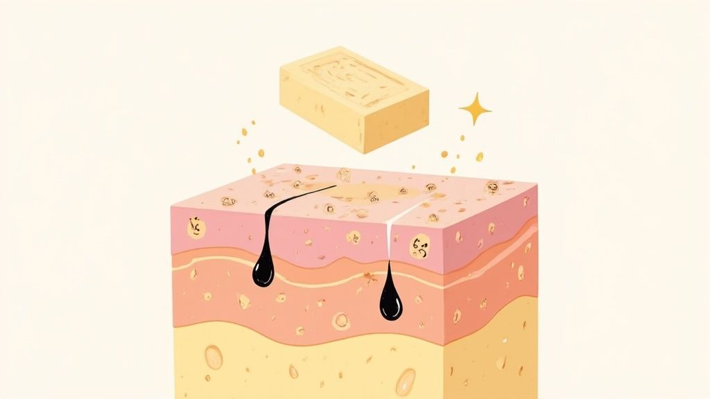 A person's hands holding a bar of natural tallow soap