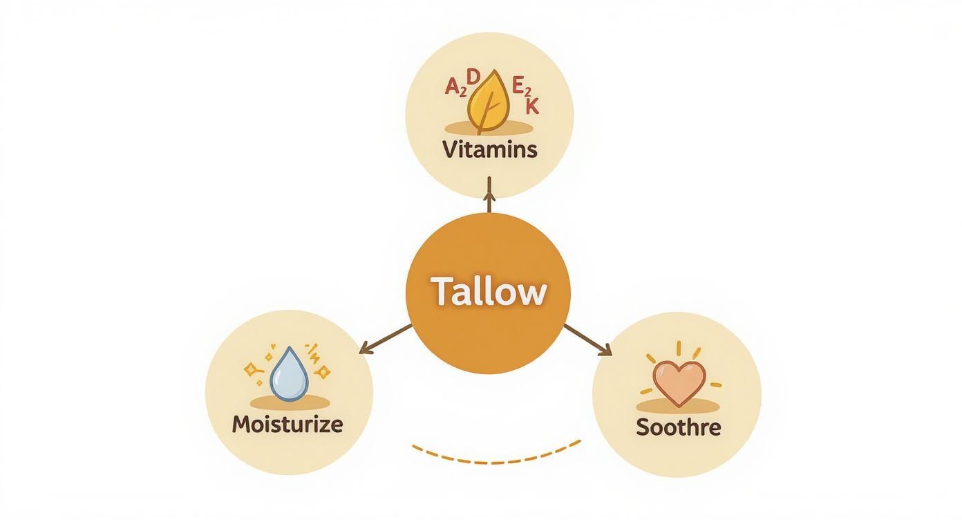 Infographic about grass fed tallow soap