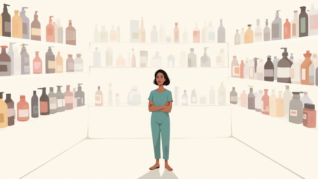 Person applying cream to their face from a jar, symbolizing clean skincare application.