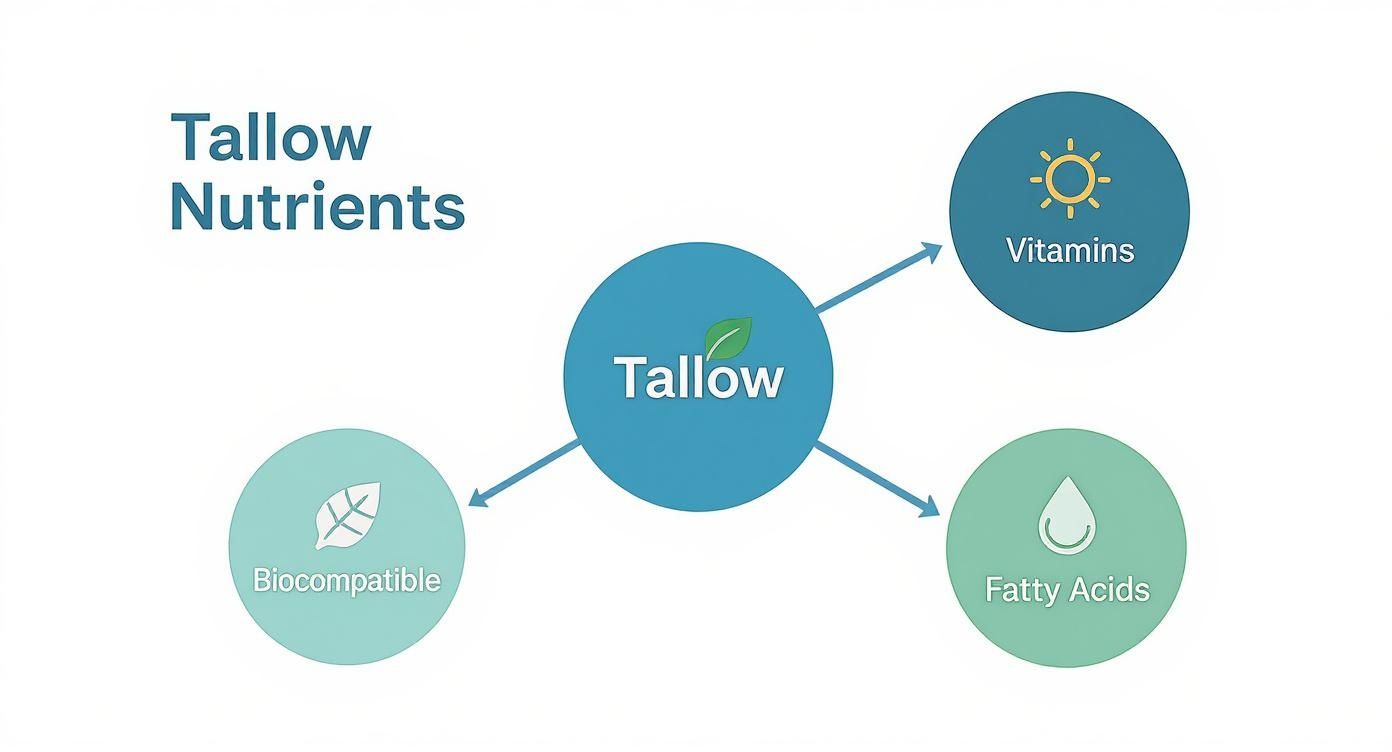Infographic about grass fed tallow balm