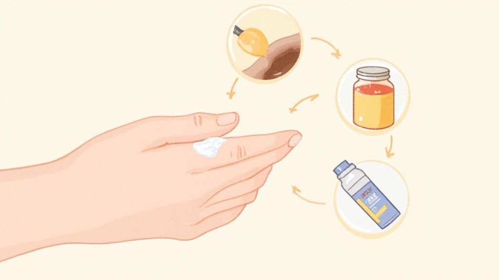 Woman applying beef tallow skin cream to her face