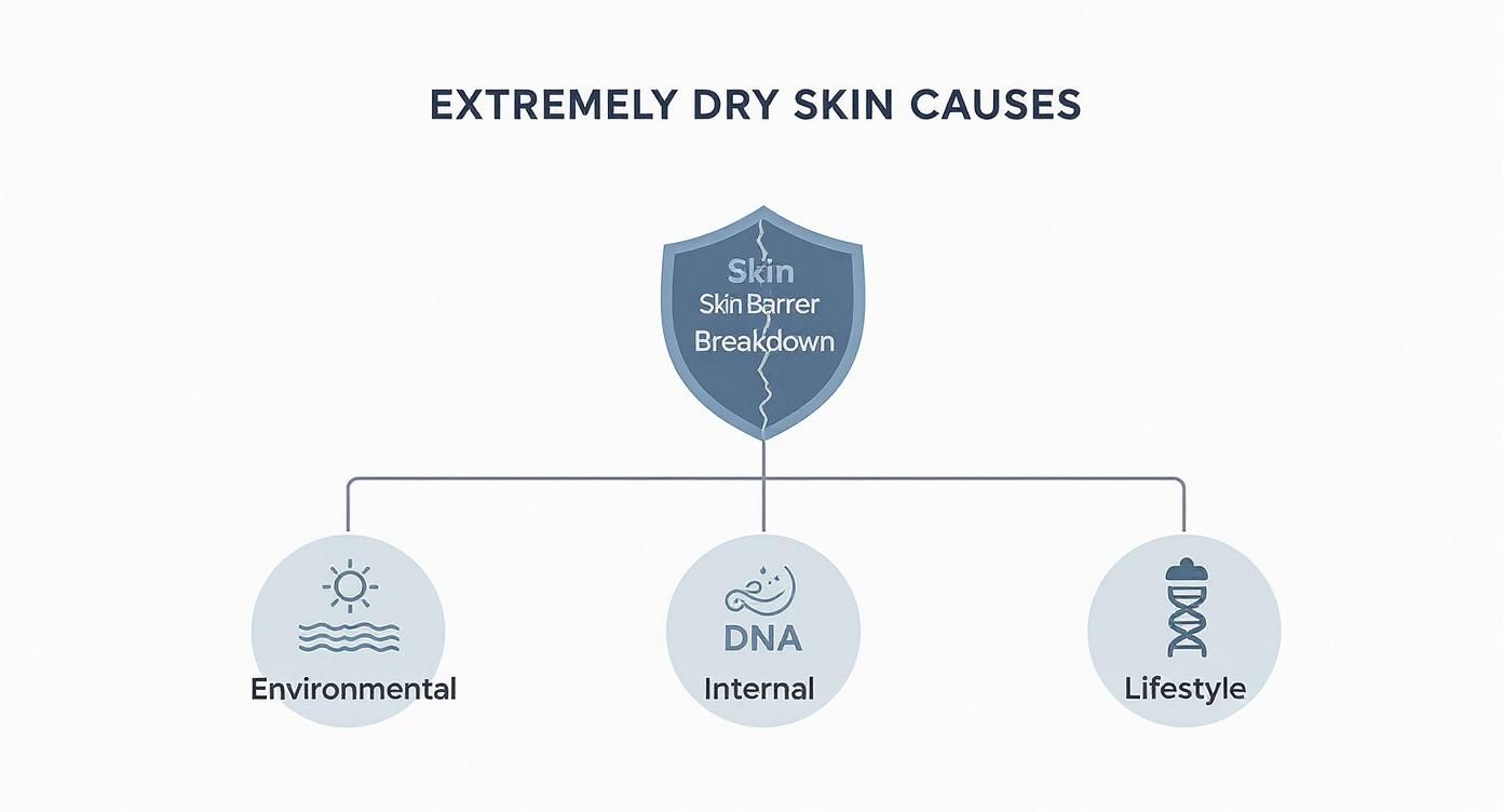 Infographic about what causes extremely dry skin