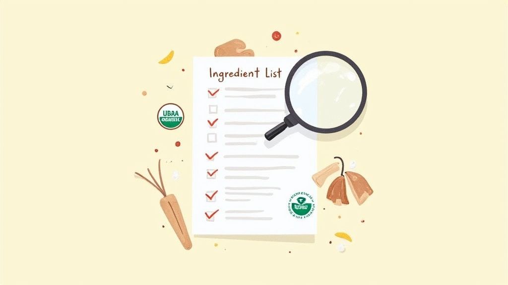 A person's hands holding an open jar of natural face cream, with a blurred background of a bathroom shelf holding other skincare items.