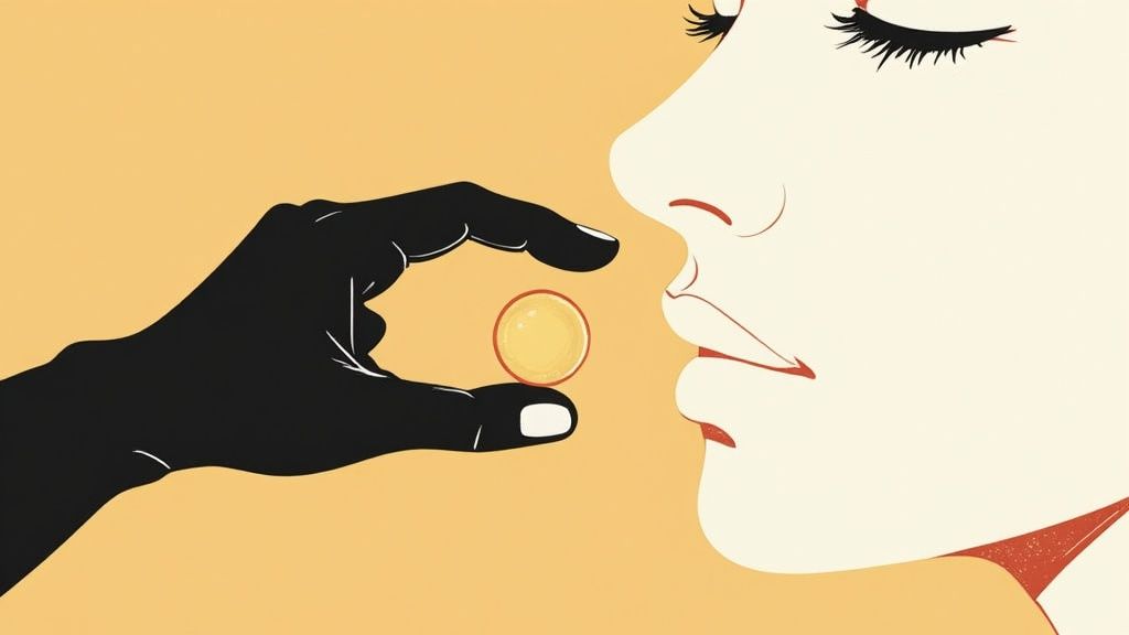 A woman with clear skin is applying tallow balm to her face.