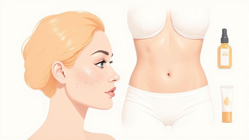 A pregnant woman applying cream to her belly