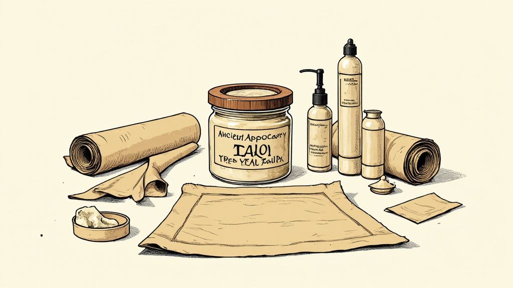 A jar of creamy white tallow balm next to a green plant, highlighting its natural origins