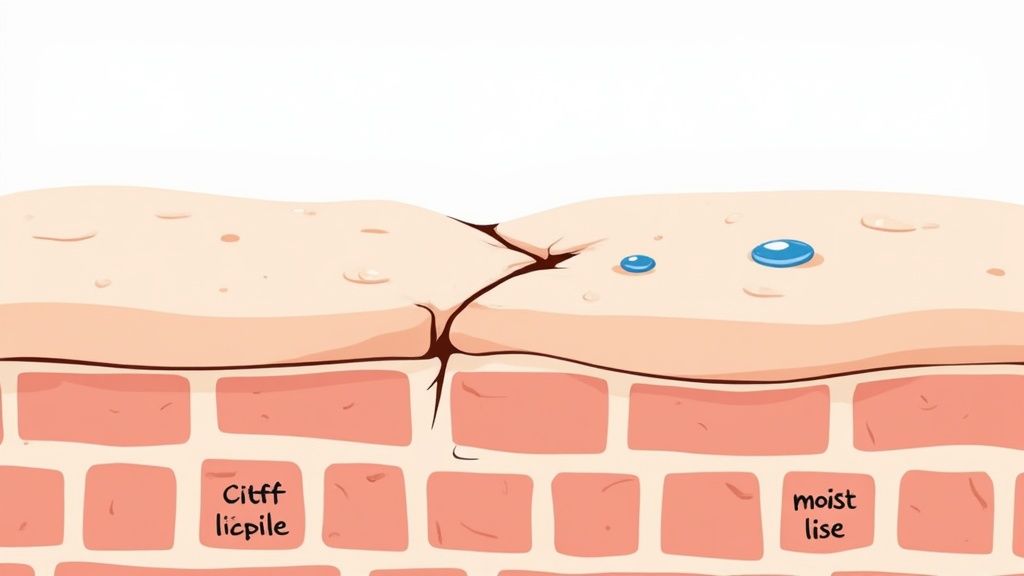 A magnified view of the skin's layers, illustrating the protective barrier that eczema compromises.