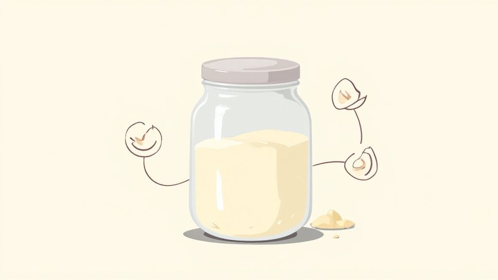 A jar of whipped beef tallow skincare cream surrounded by by natural ingredients.