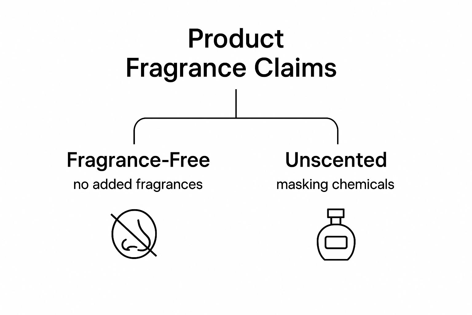 Infographic showing the difference between fragrance-free and unscented product claims