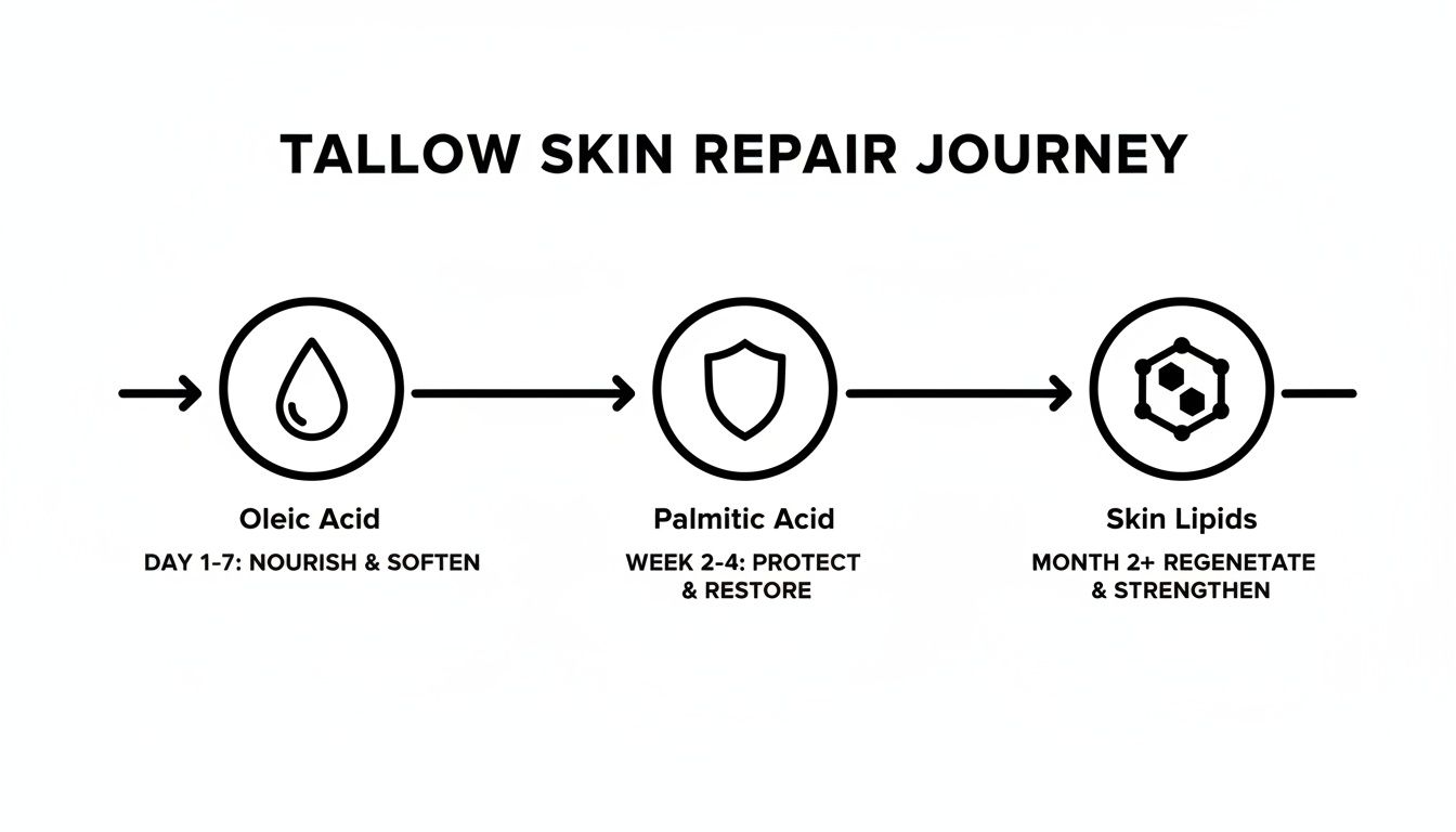 Infographic about tallow skin before and after