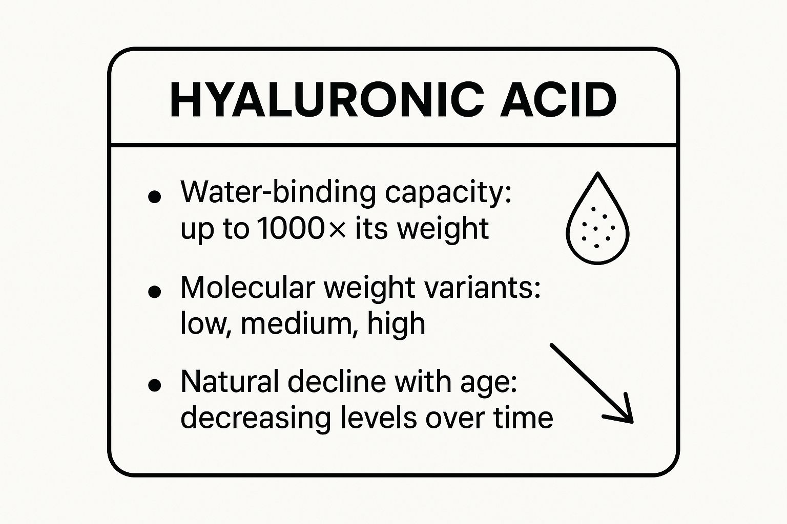Infographic showing key data about Hyaluronic Acid