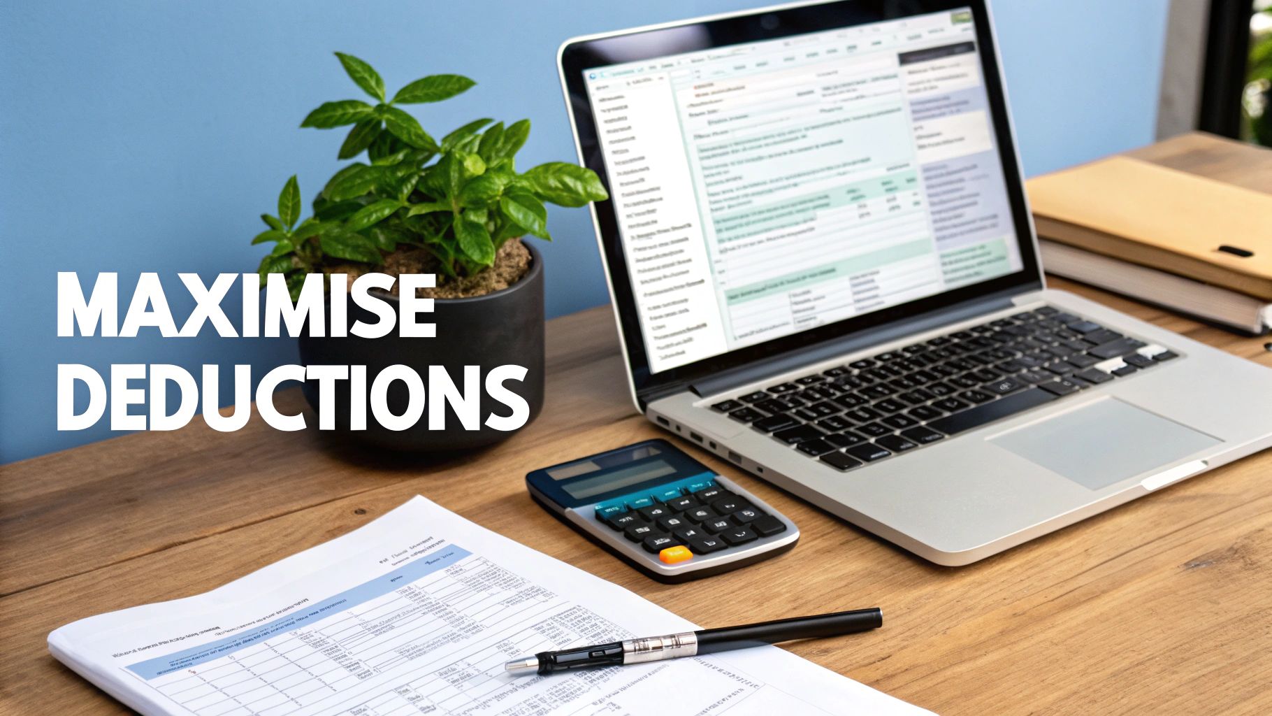 An accountant pointing to charts and graphs on a laptop screen while explaining deductions to a client.
