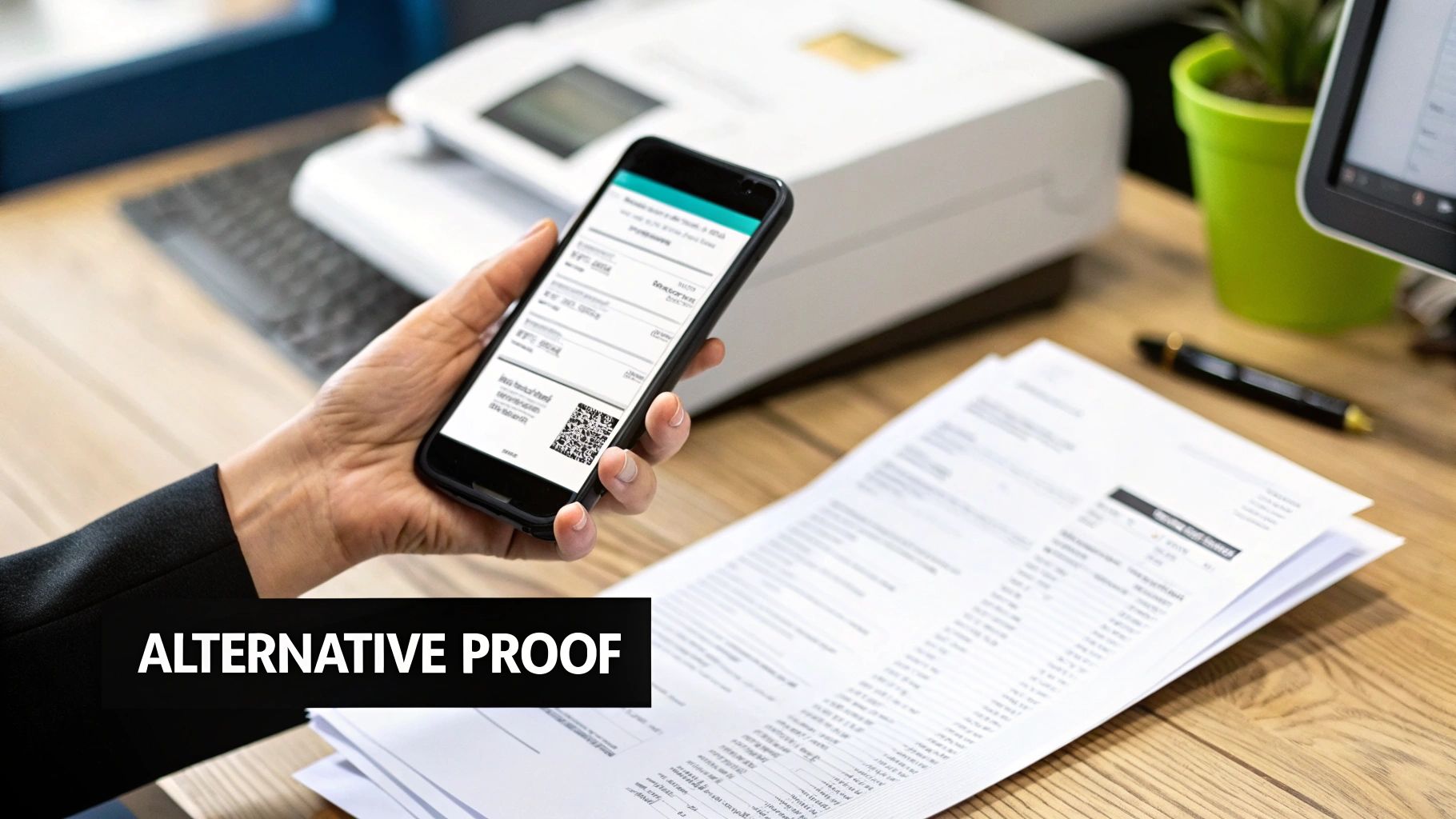 A person at a desk reviewing documents and a laptop, illustrating the process of gathering evidence.