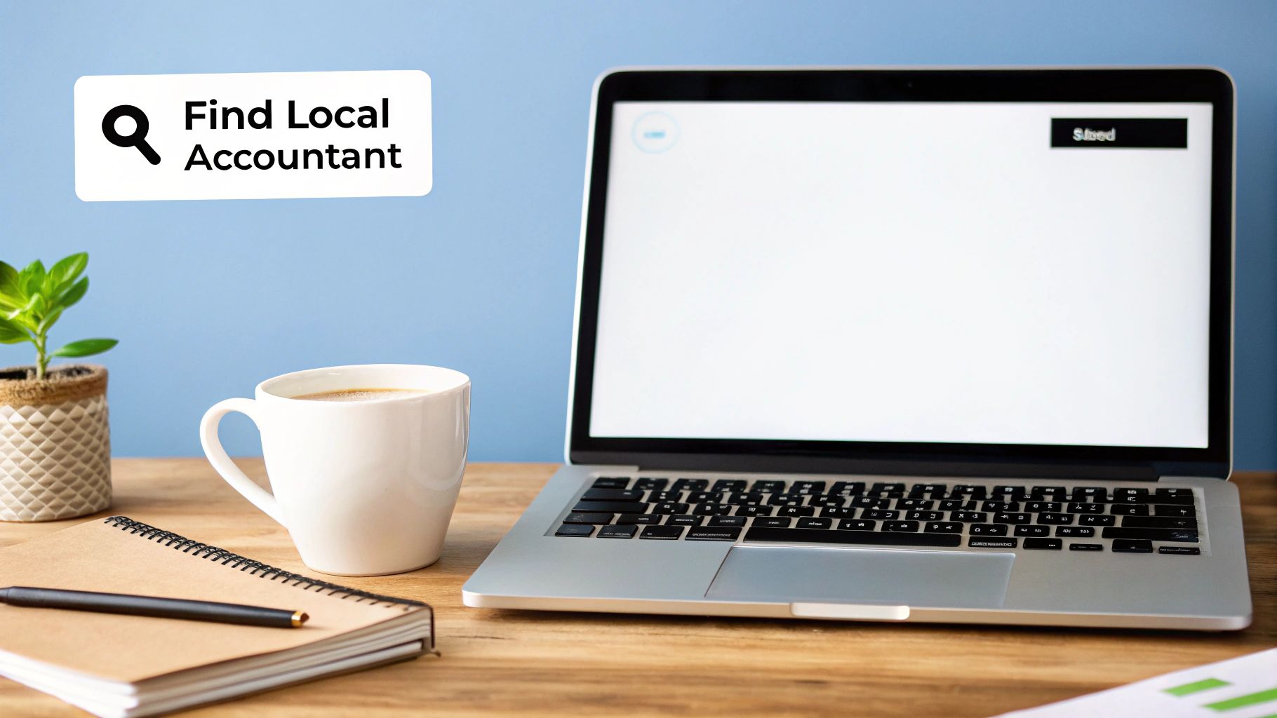 A professional accountant reviewing documents at a desk with a laptop.