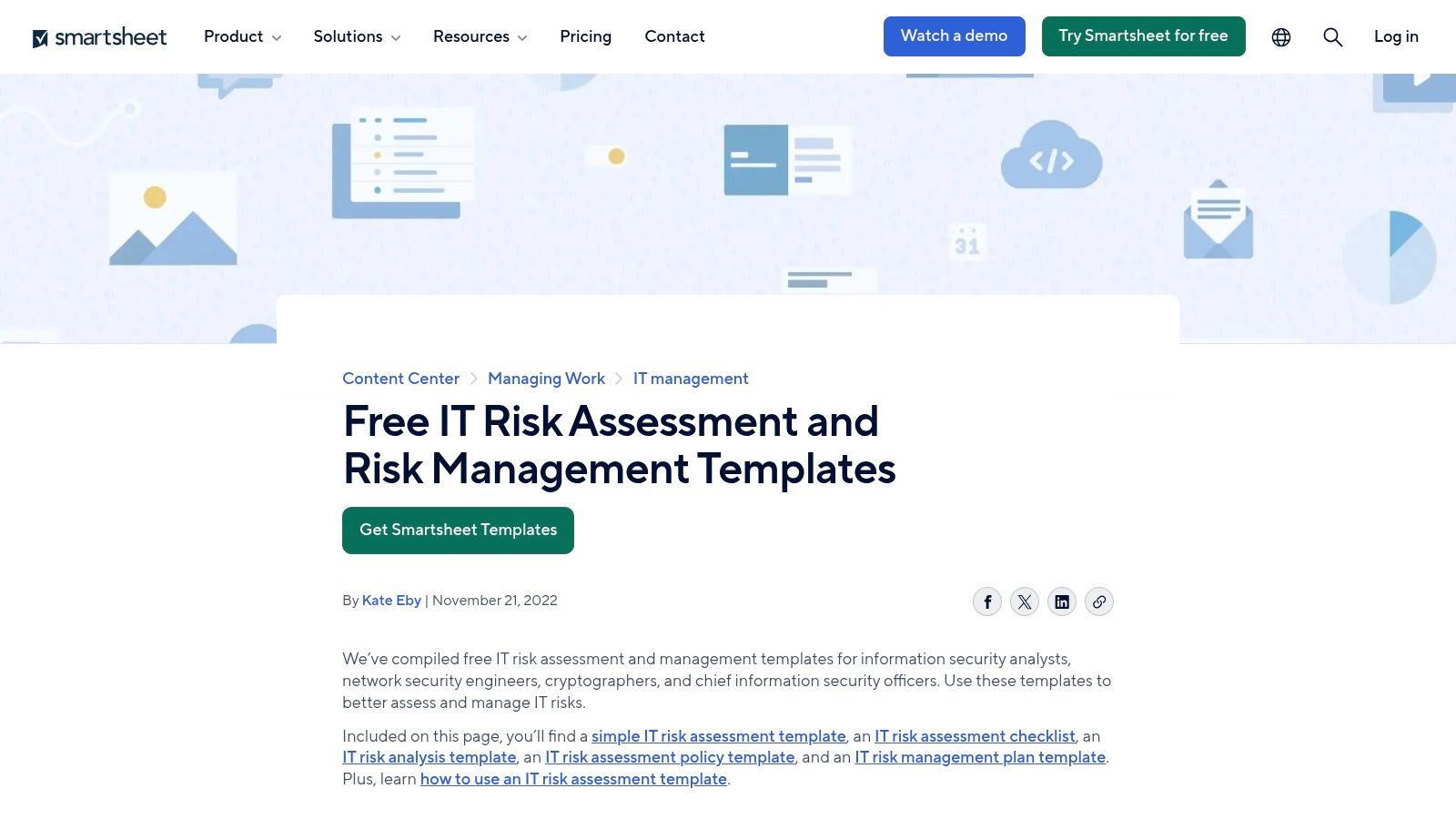 Smartsheet – Free IT Audit/ISO 27001 Checklist Templates