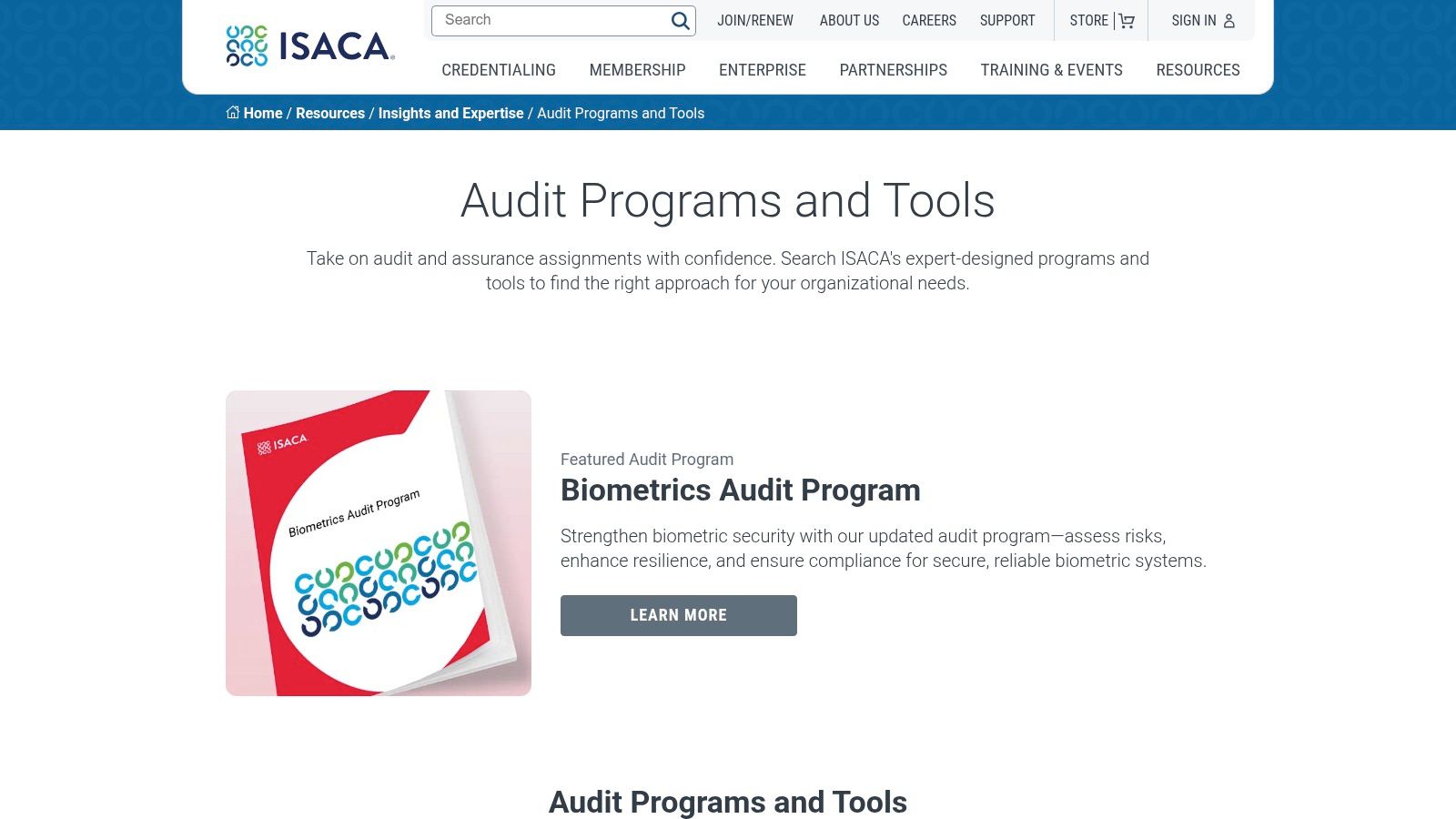 ISACA – Audit Programs and Tools