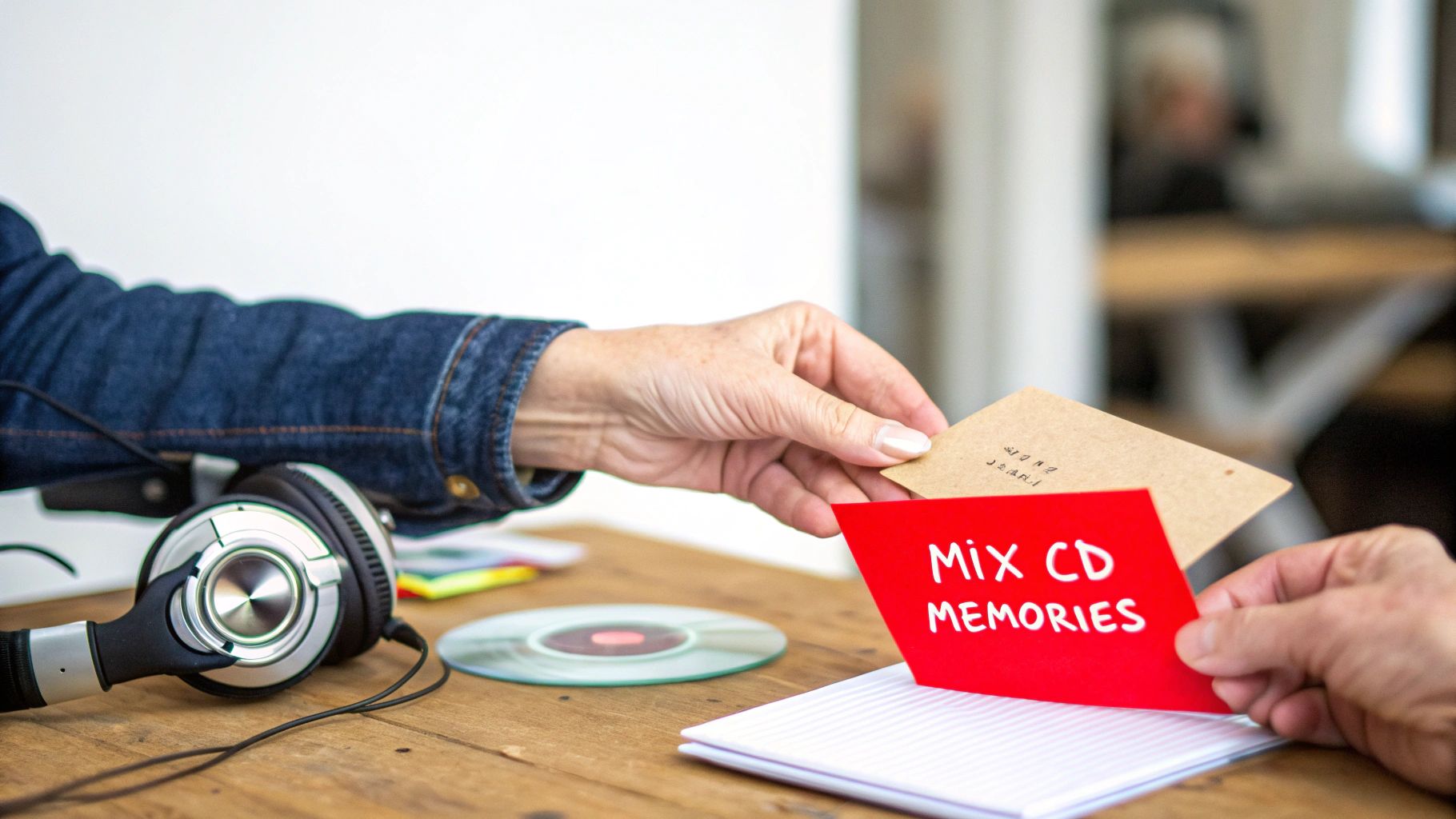 A stack of personalized mix CDs with custom artwork.