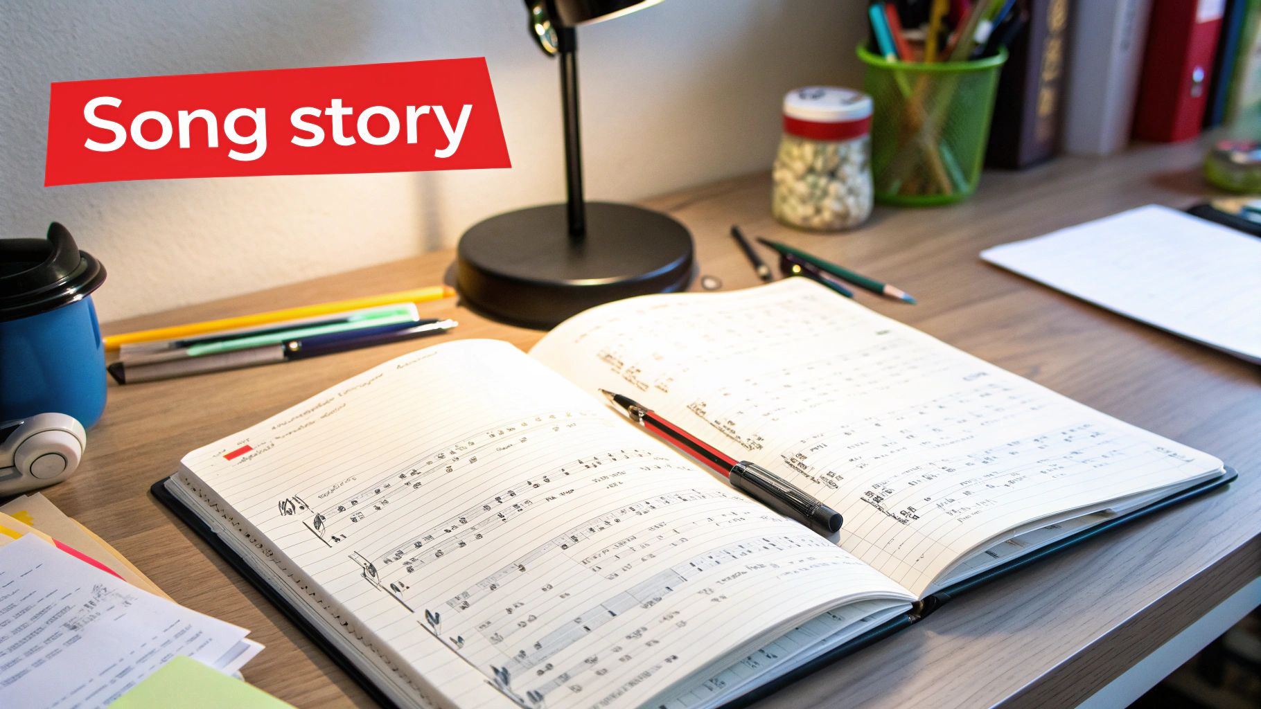 A person carefully curating a playlist on a laptop, with headphones nearby, symbolizing the thoughtful process of track selection for a custom mix cd.