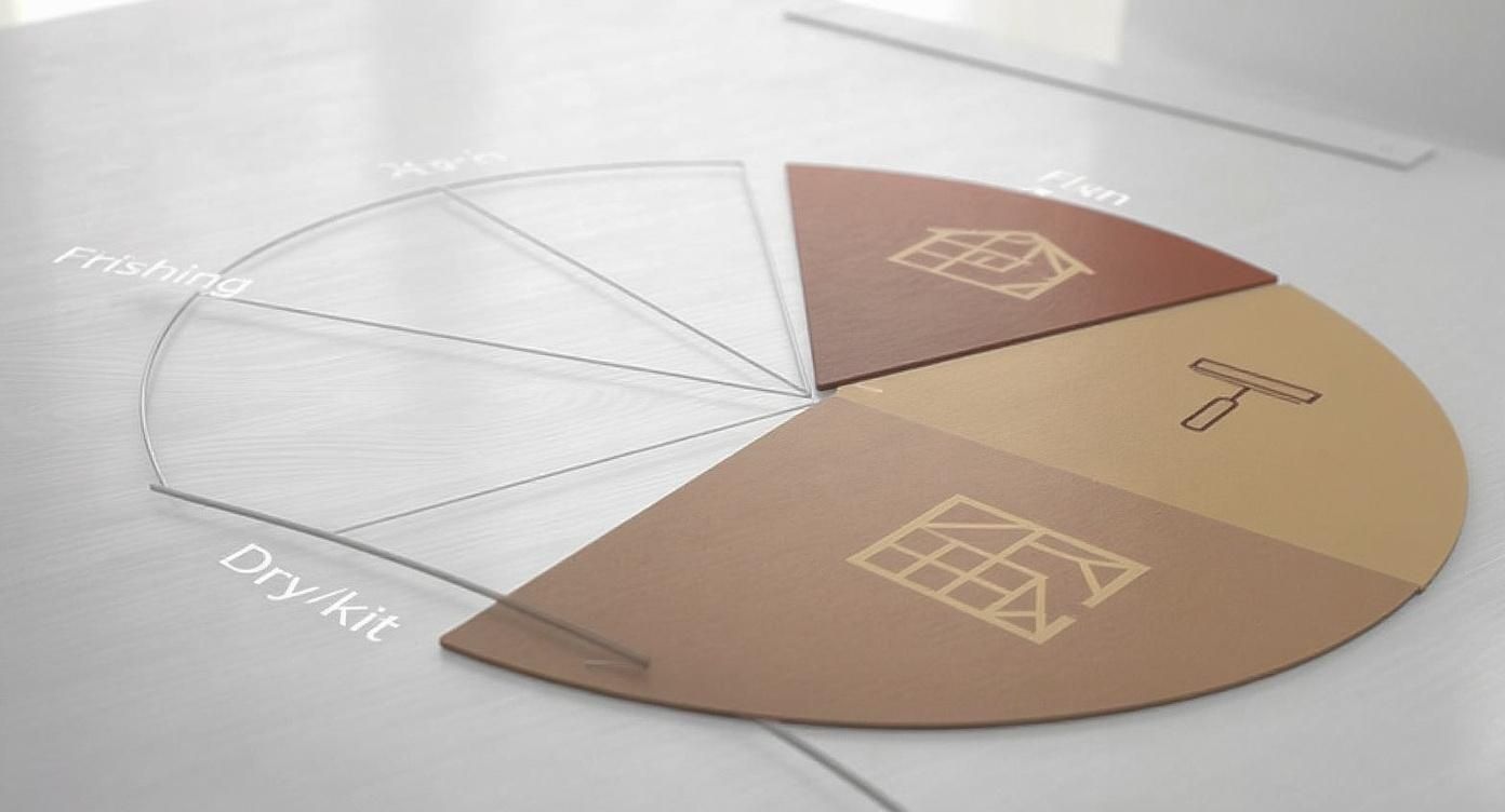 Infographic about metal building home plans showing a pie chart of costs for the plan/kit, dry-in, and finishing phases.