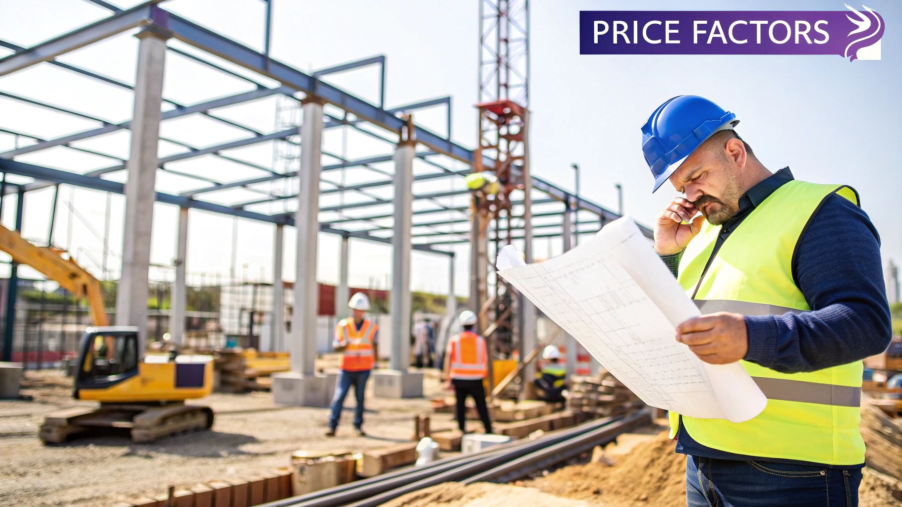 A sturdy, modern metal building with large roll-up doors, showcasing its clean lines and durable construction.