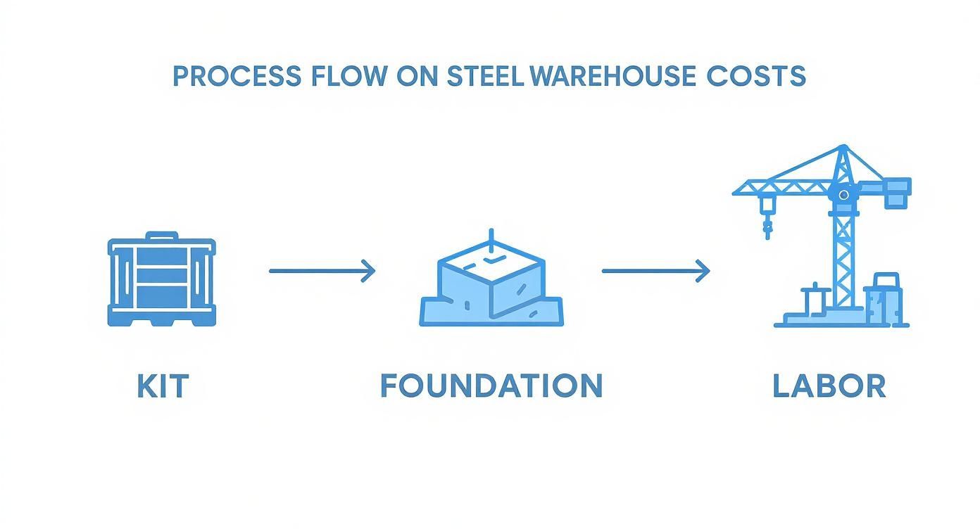 Infographic about steel building warehouse