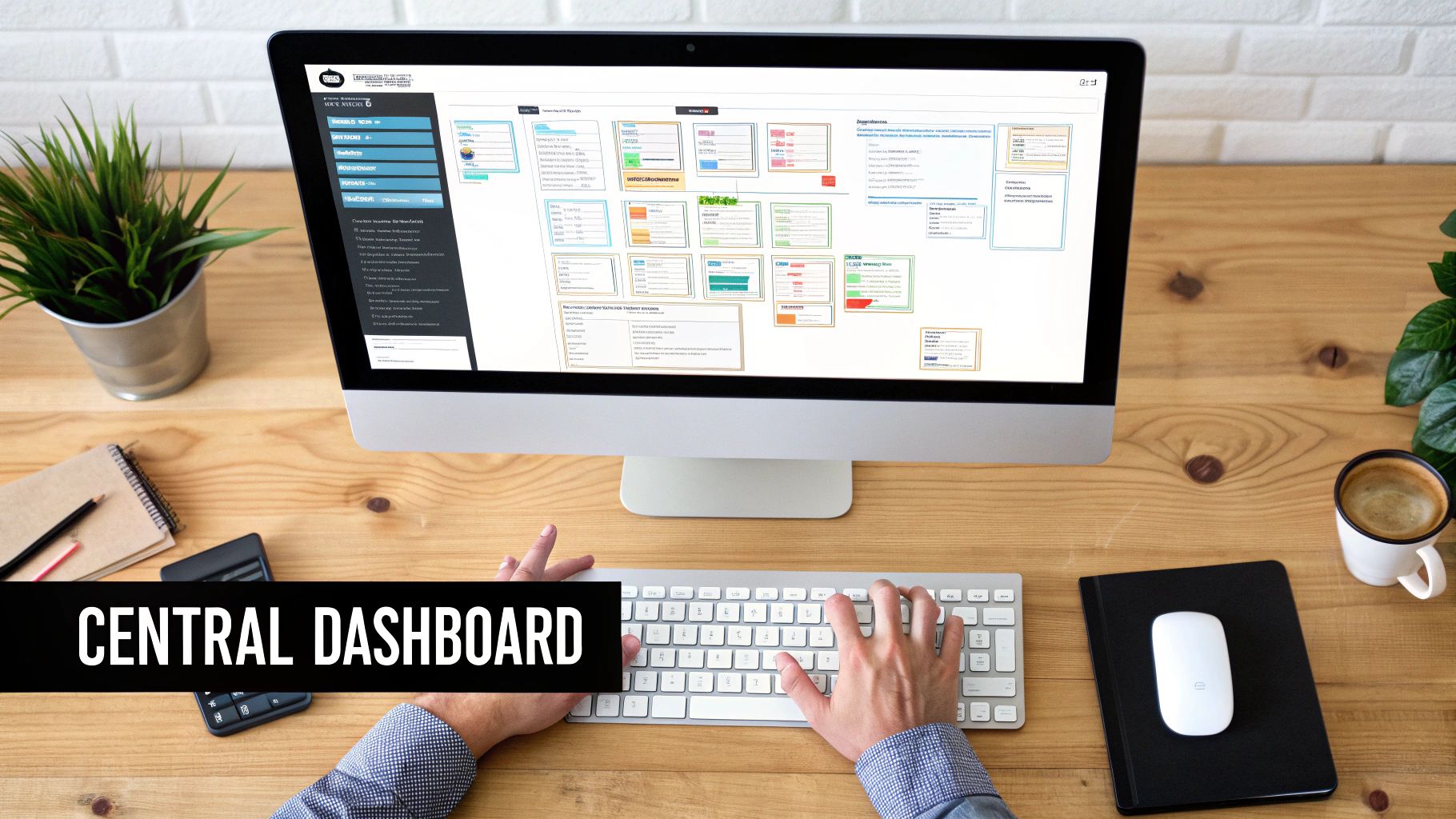 An organized Notion dashboard showing interconnected databases for projects, clients, and tasks.