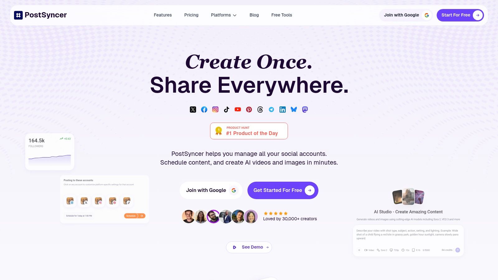 PostSyncer Social Media Scheduling Tools Dashboard