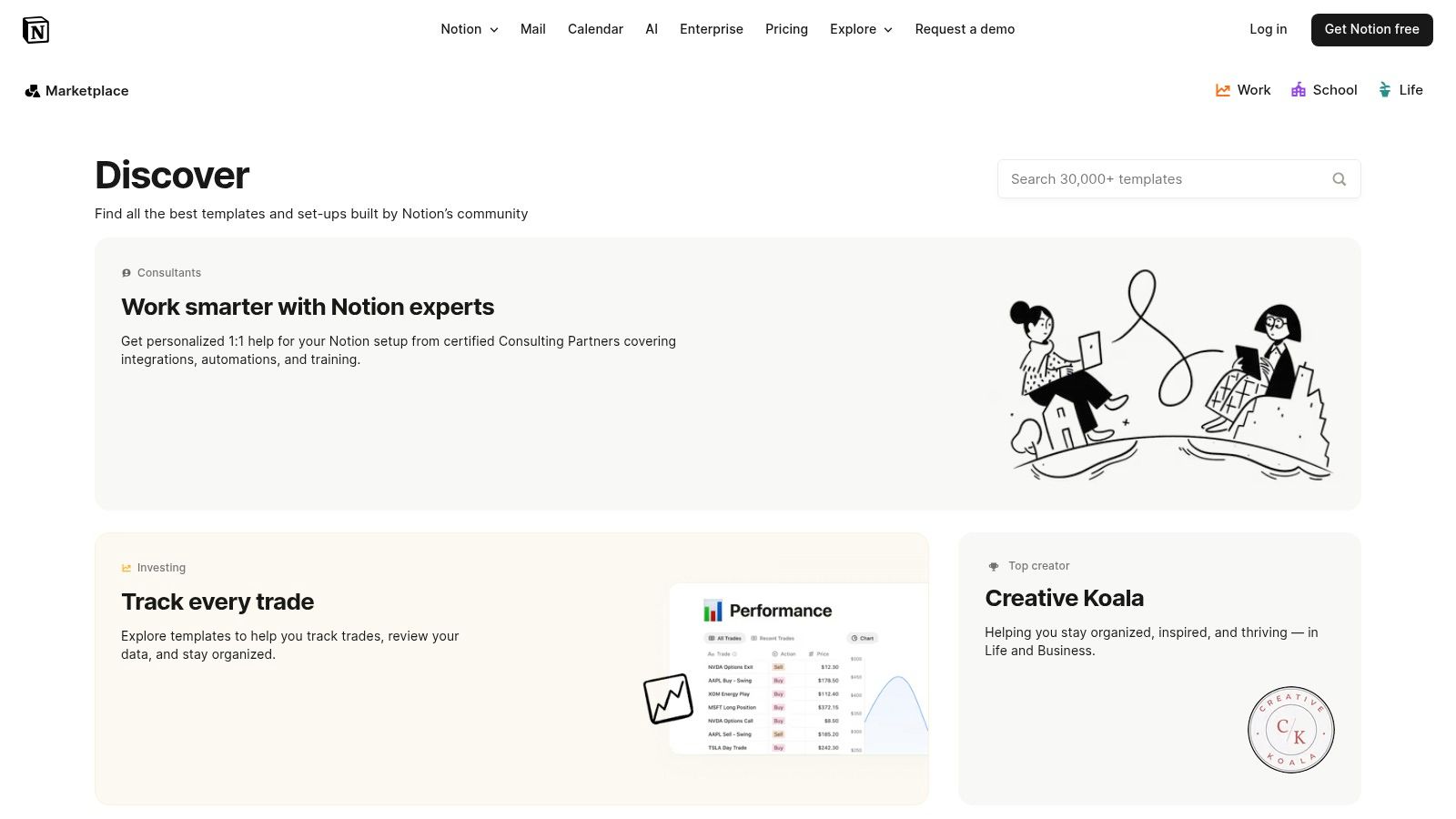 Notion Marketplace / Template Gallery (official)