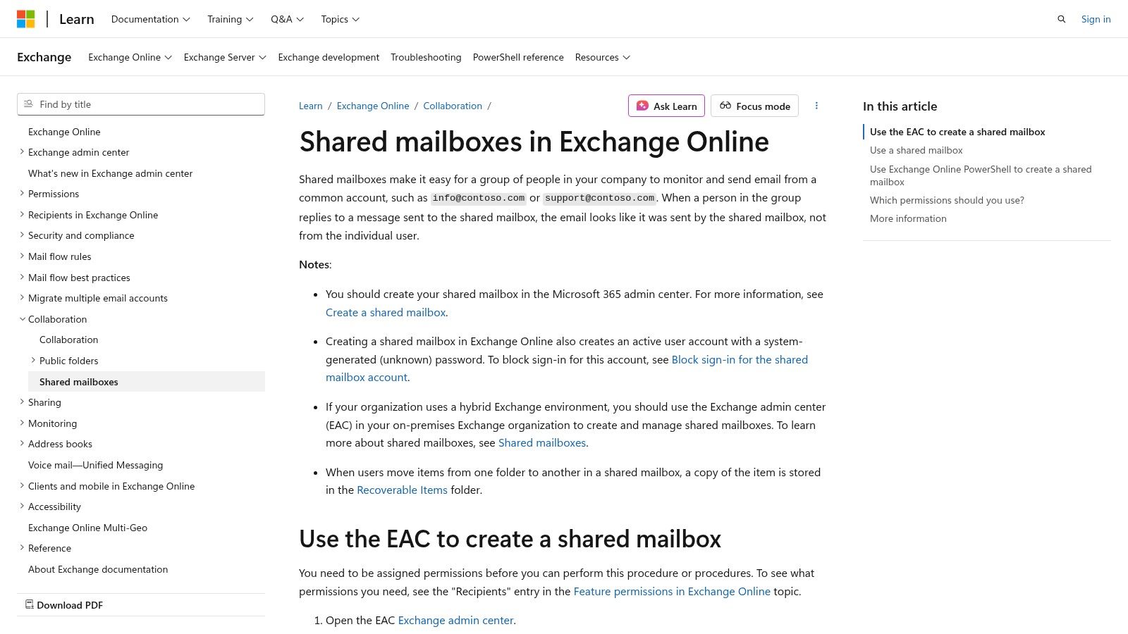 Microsoft 365 – Shared Mailboxes (Exchange Online)