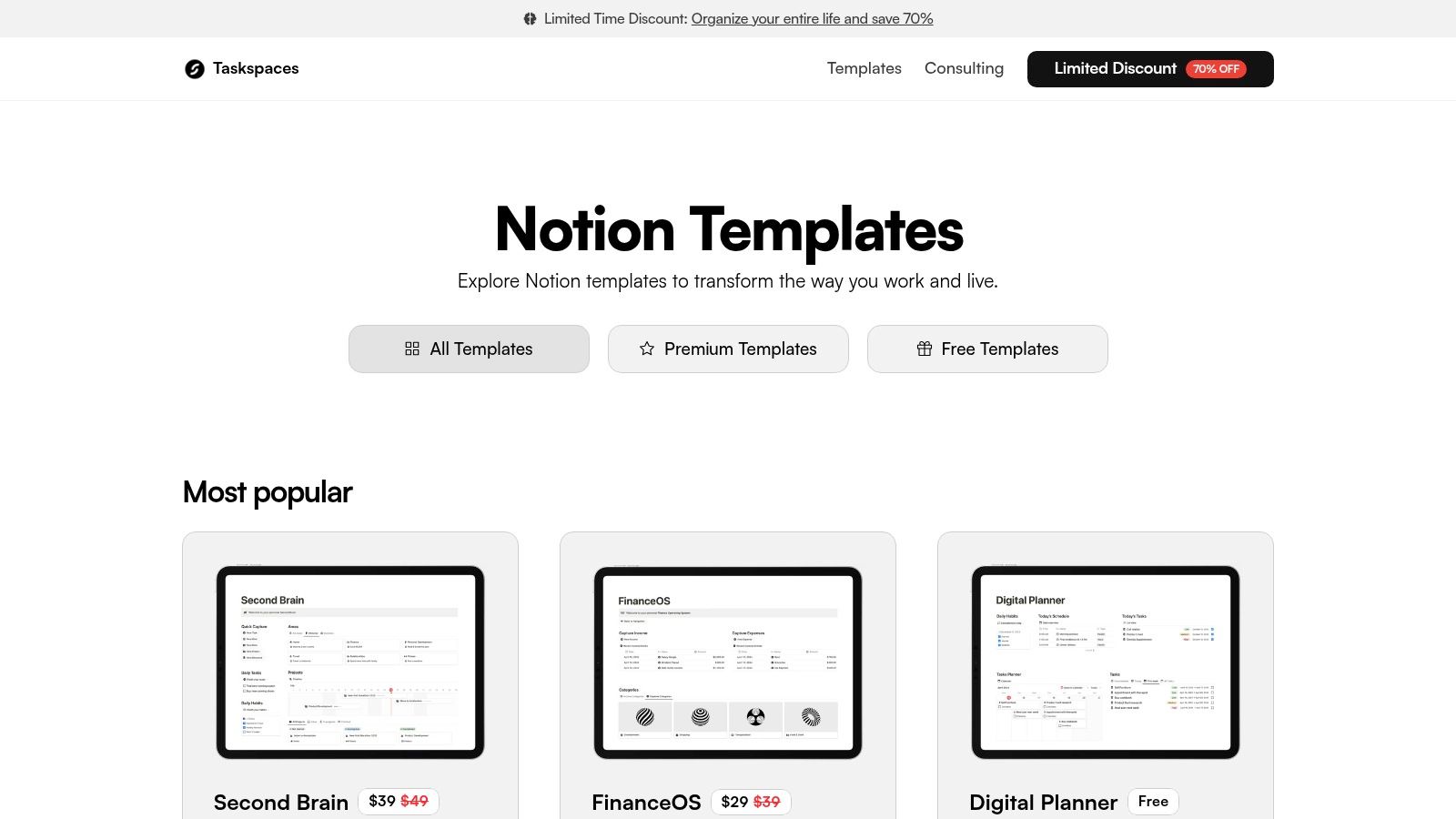 Taskspaces (Notion Templates)