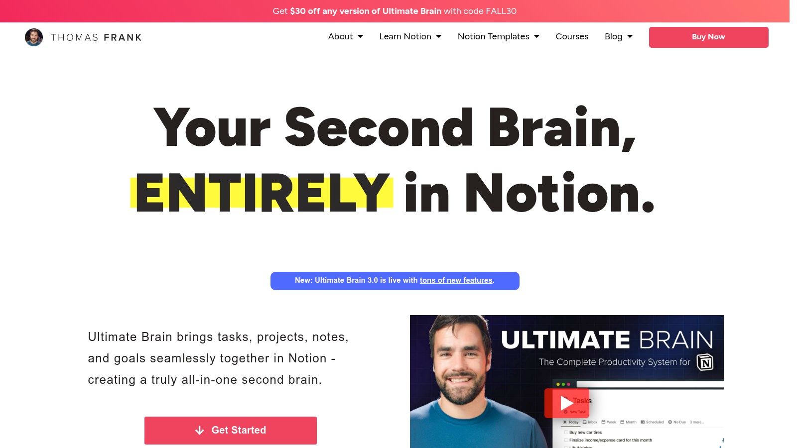 Thomas Frank — Ultimate Brain for Notion