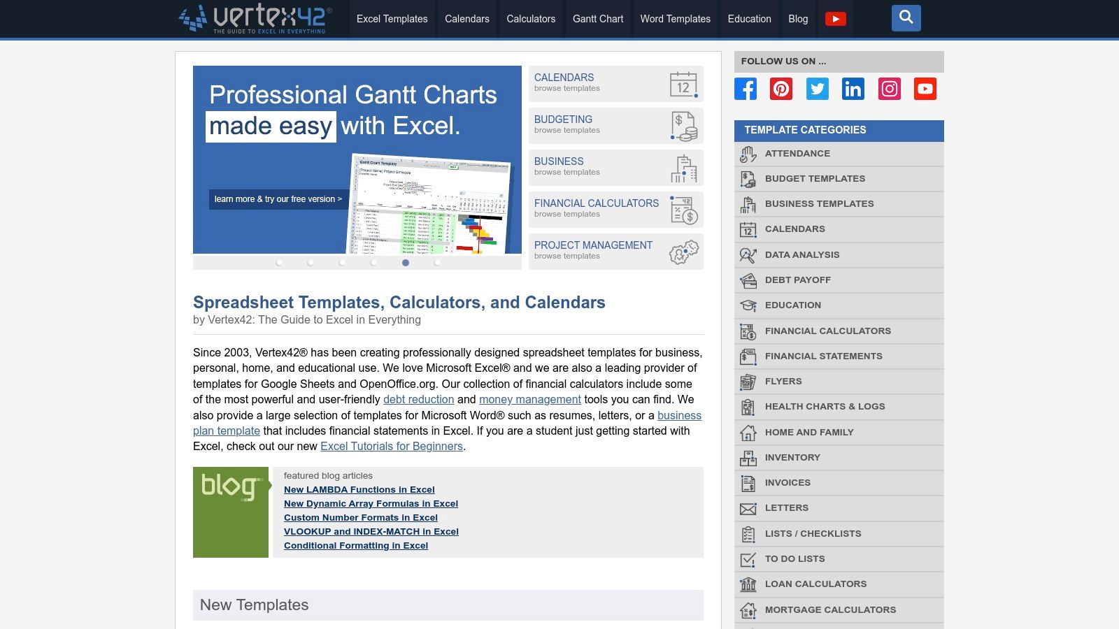Vertex42 (Excel Project Management Templates)