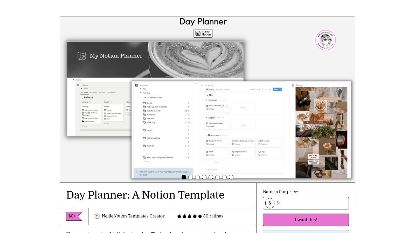 Gumroad — Day Planner (NellieNotion)