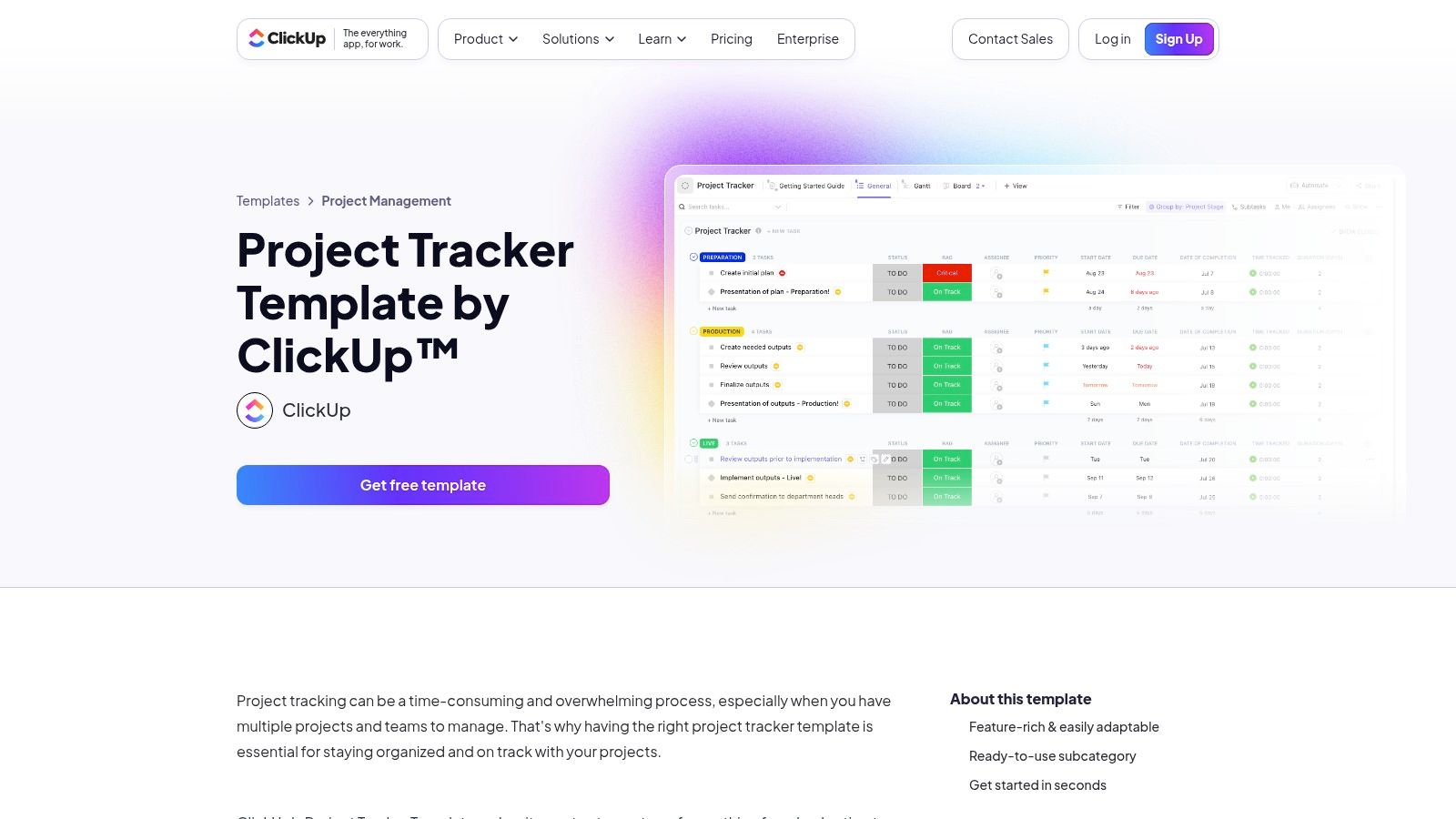 ClickUp Template Center (Project Tracker)